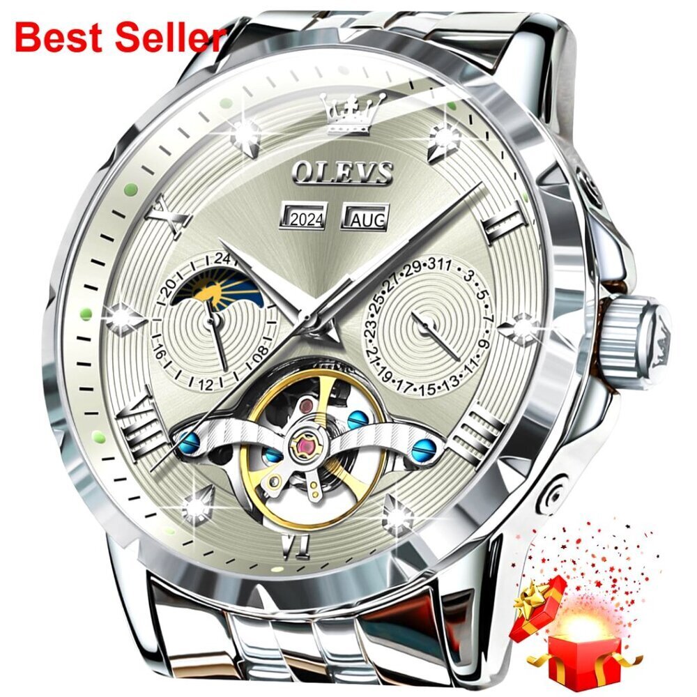 Automatic Skeleton Tourbillon Watch with Diamond Roman Numerals